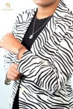 White Black Mix Women's Blazer - Image 3