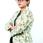 Leaf Cotton Fabric Women's Blazer