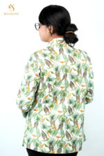 Leaf Cotton Fabric Women's Blazer - Image 3