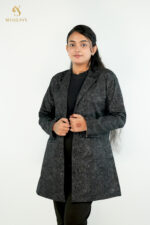Black Cotton Women's Long Blazer